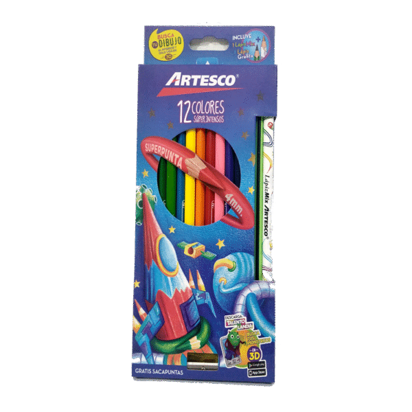 Colores delgados por 12 Unidades mas 2 Lápiz y tajador