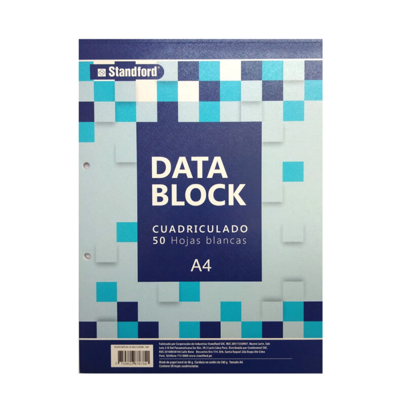 Block Especial A4 Data Block Cuadriculado